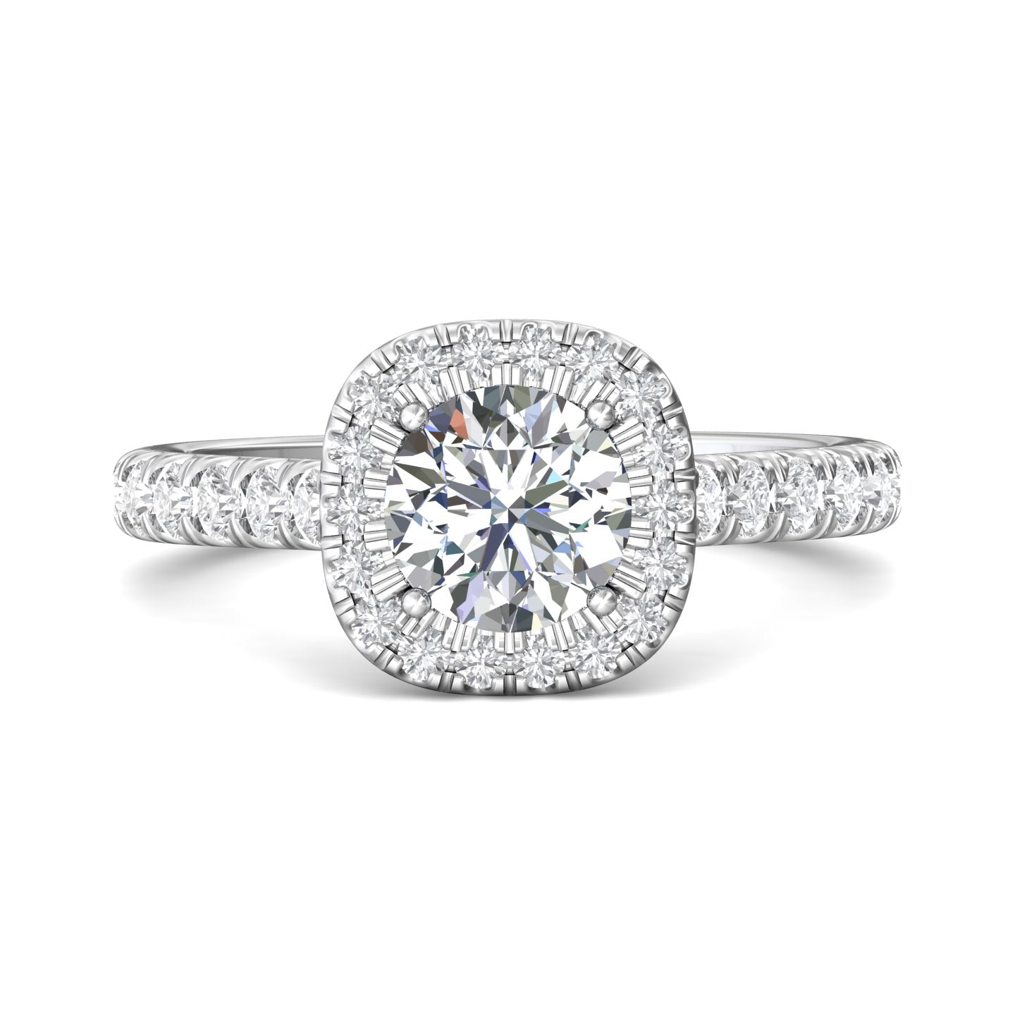 Martin Flyer FlyerFit Cushion Halo Micropave Engagement Ring