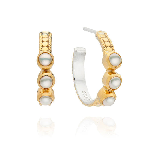 Anna Beck Small Triple Pearl Hoop Earrings