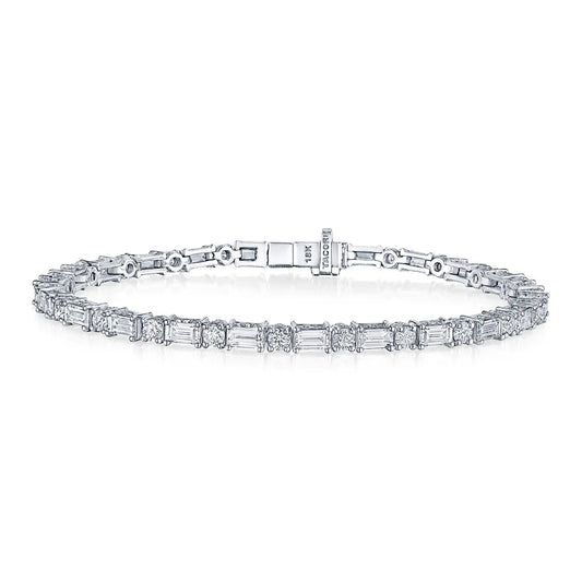 Tacori 18k Round and Baguette Diamond Tennis Bracelet