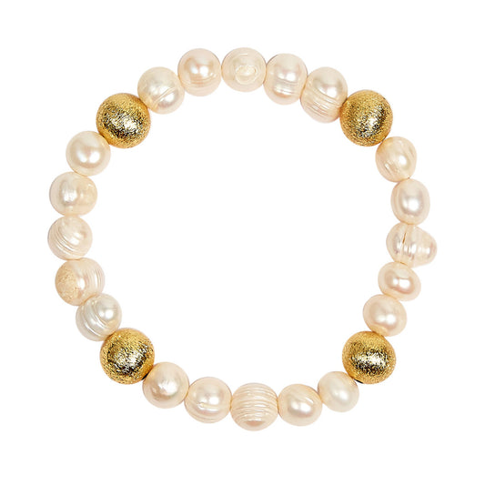 Lisi Lerch Georgia Freshwater Pearl and Gold Beaded Bracelet- 10mm