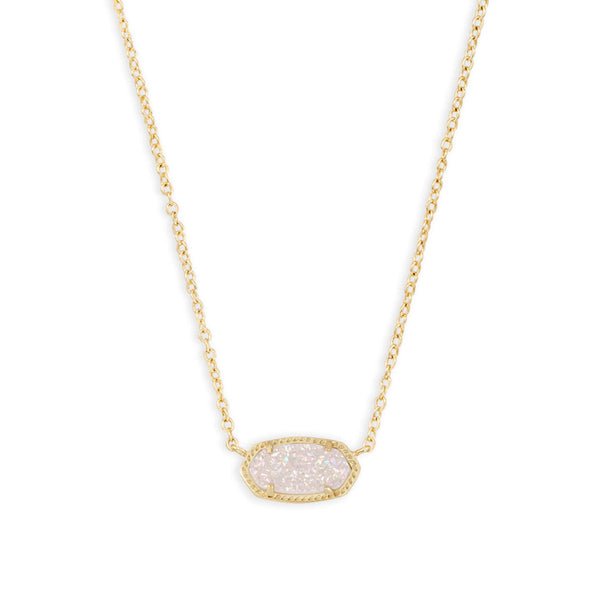 Kendra Scott Elisa Oval Pendant Necklace in Iridescent Drusy and