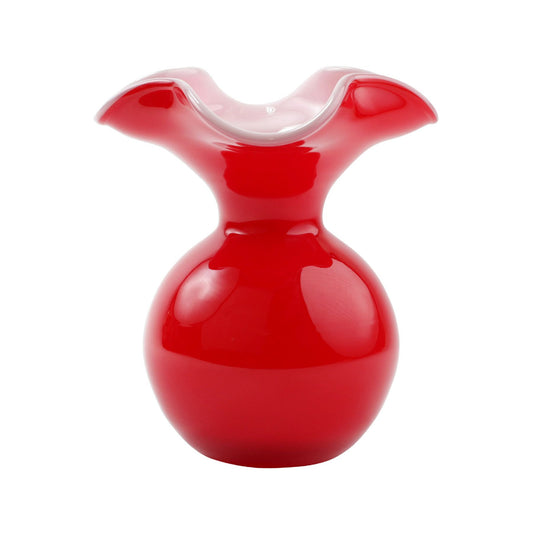 Vietri Hibiscus Glass Red Small Fluted Vase