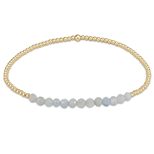 enewton 6.25" Gold Bliss Gemstone 2mm Bead Bracelet - Aquamarine