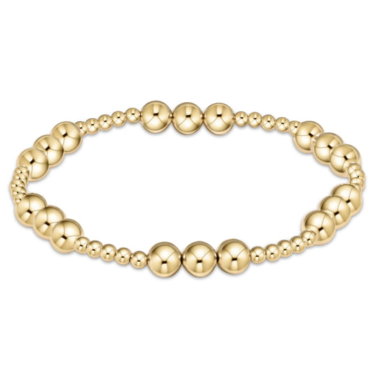 enewton 6.25" Classic Joy Pattern Bead Bracelet - Gold 6mm