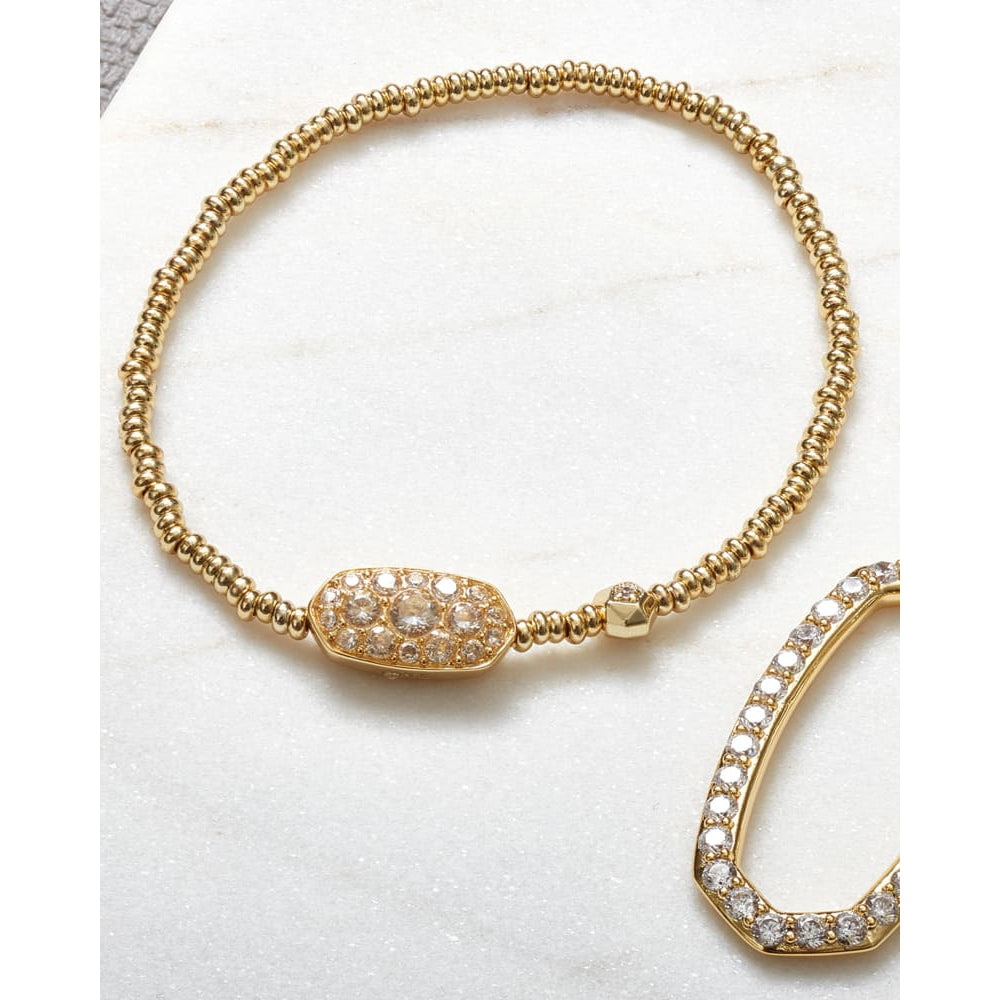 Grayson Gold Cuff Bracelet in White Crystal