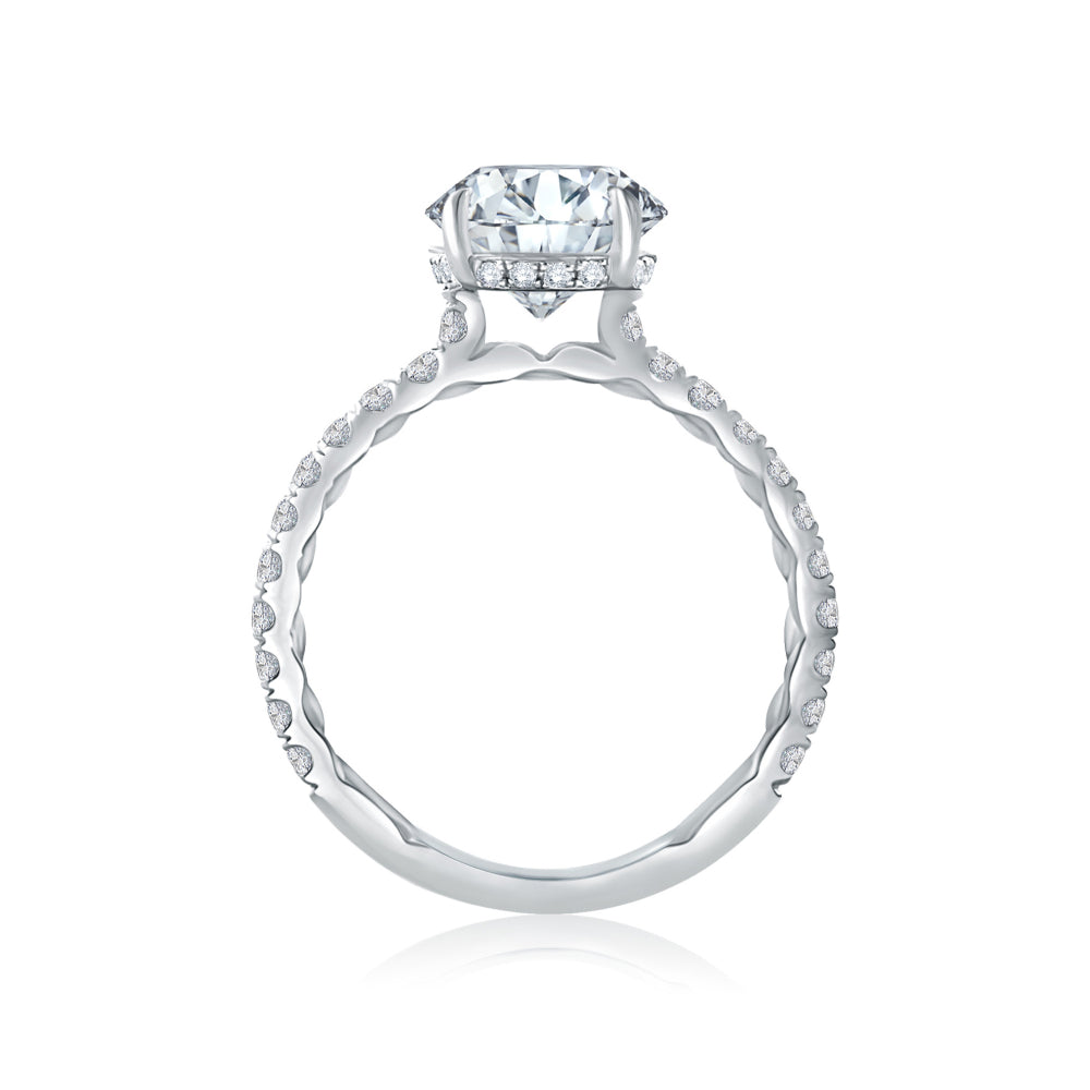 A. JAFFE Statement Round Quilted Engagement Ring