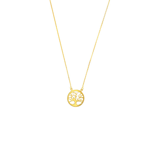 14k Yellow Gold Tree of Life Necklace 18"