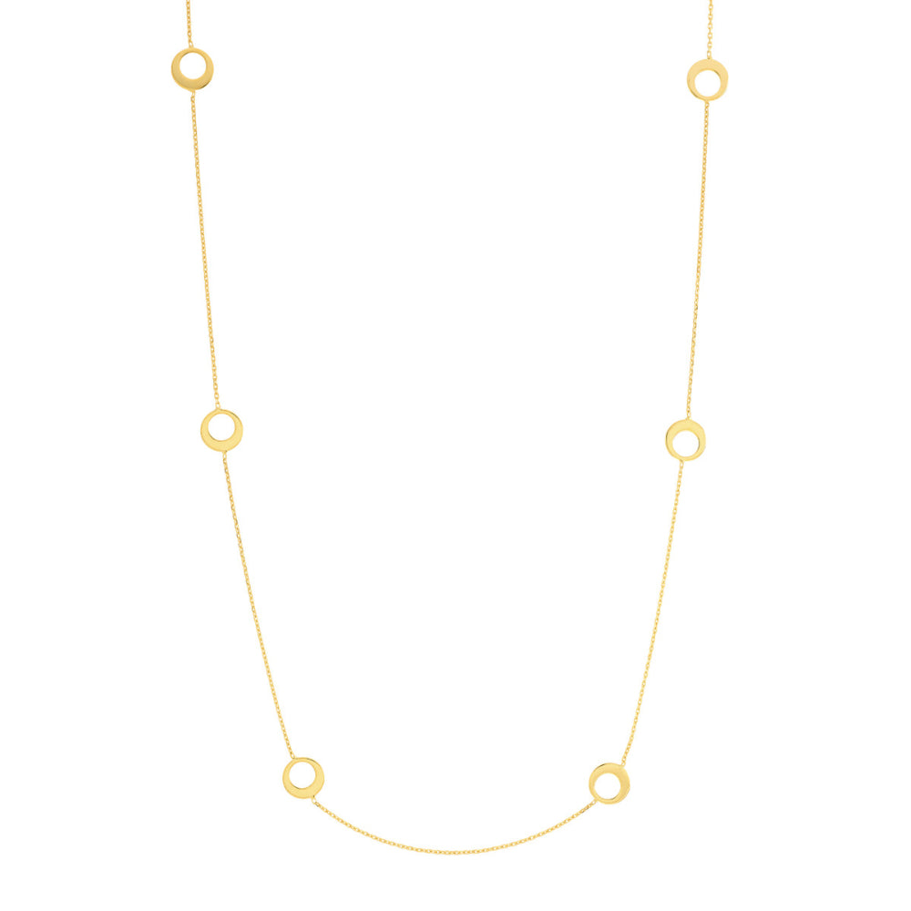 14k Gold Half Circle Stations Necklace