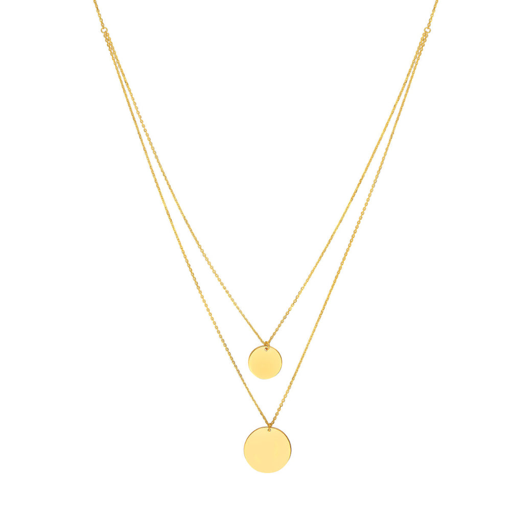 14k Gold Double Strand Disc Necklace