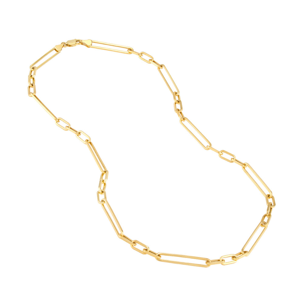 14k Gold Paper Clip Chain Necklace