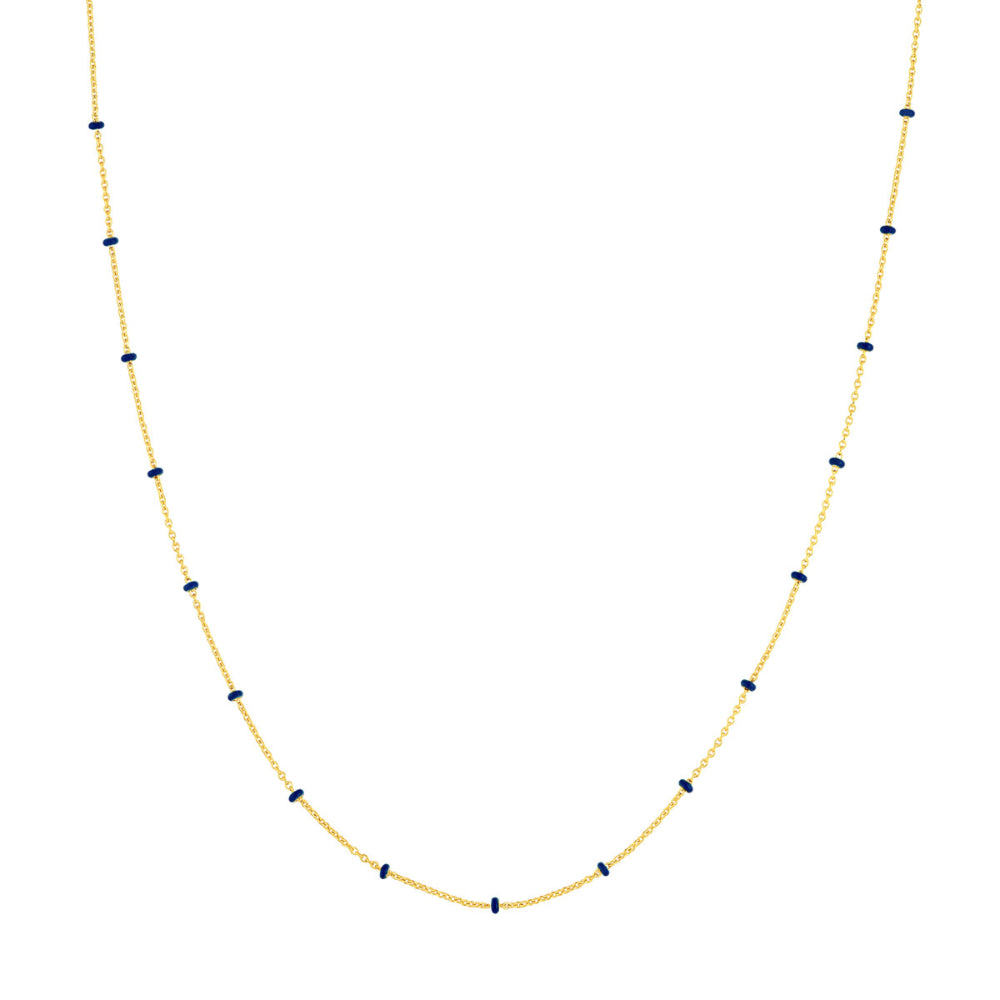 14k Gold Chain with Blue Enamel Stations