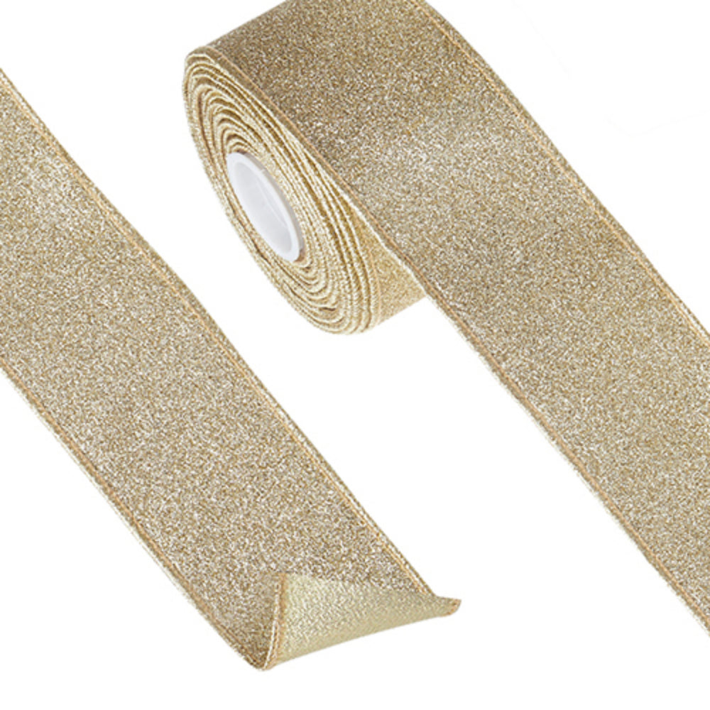 Gold Glitter Wired Ribbon