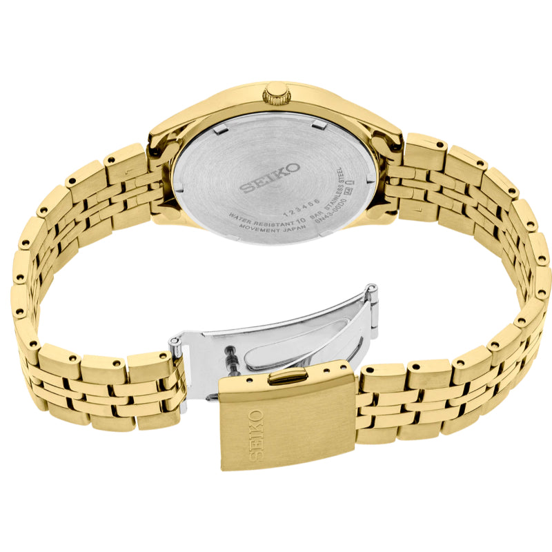 Seiko Essentials Collection Champagne Dial Gold Tone Stainless Quartz