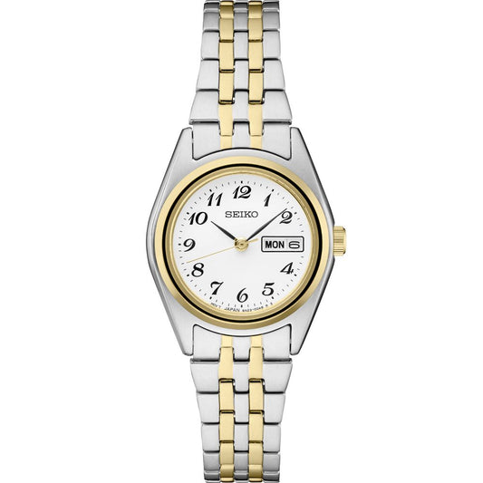 Seiko Essential Collection Ladies Quartz Two Tone, White Dial SUR438