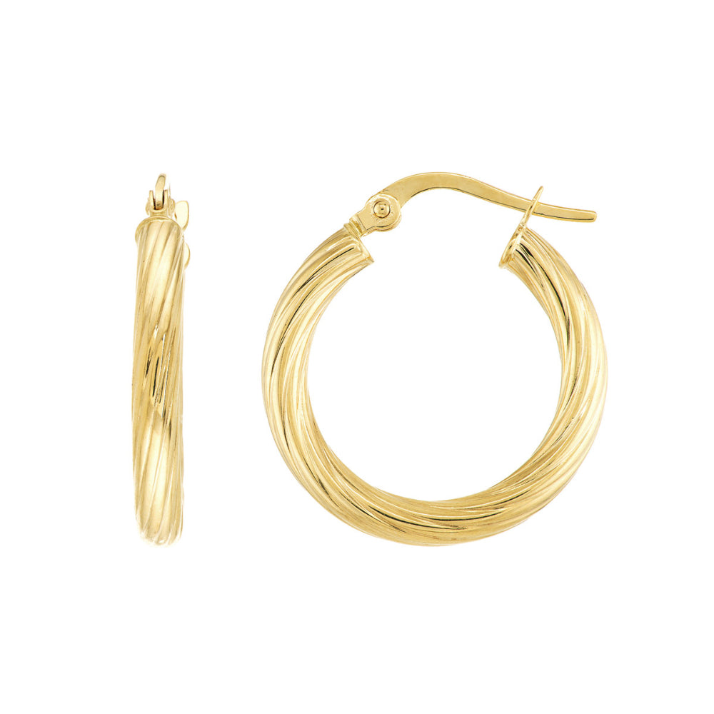 14k Gold Spiral Hoop Earrings