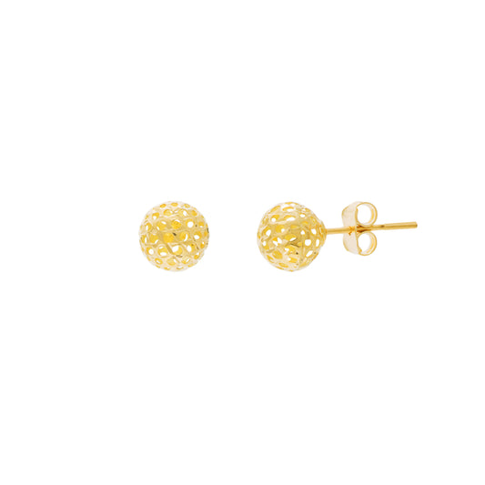 14k Gold Filagree Bead Studs, 8mm