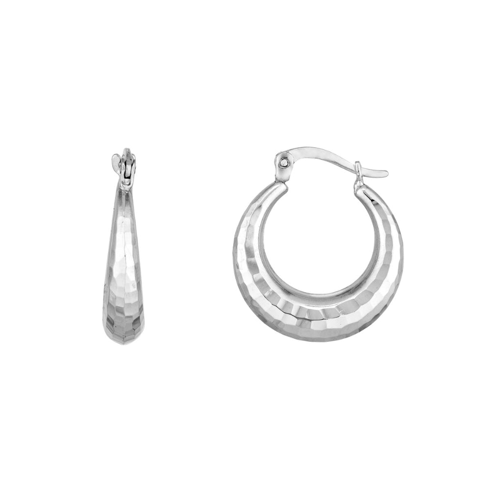 Sterling Silver Faceted Hoop Earrings