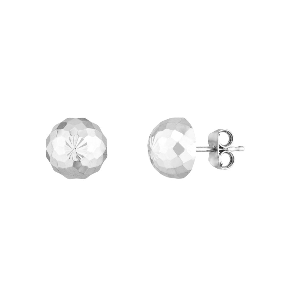Sterling Silver Faceted Dome Stud Earrings