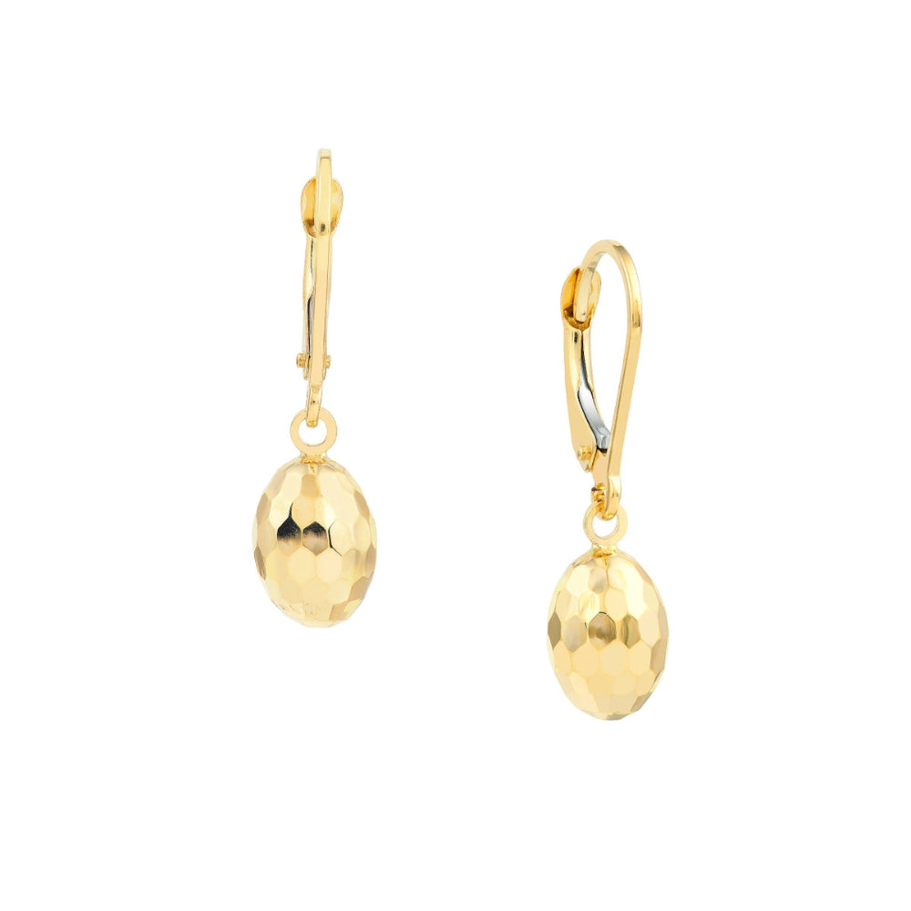 14k Mirrored Oval Bead Drop Earrings