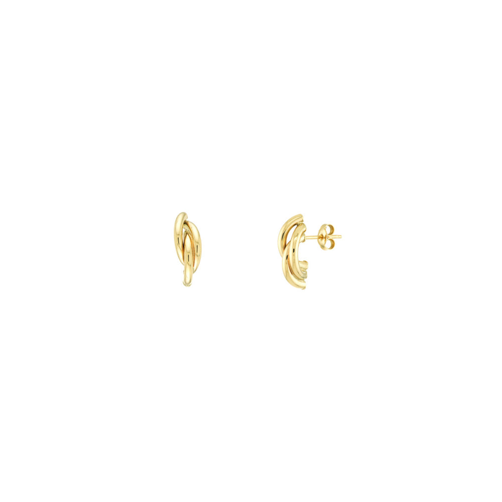 14k Yellow Gold Linked Tube Earrings