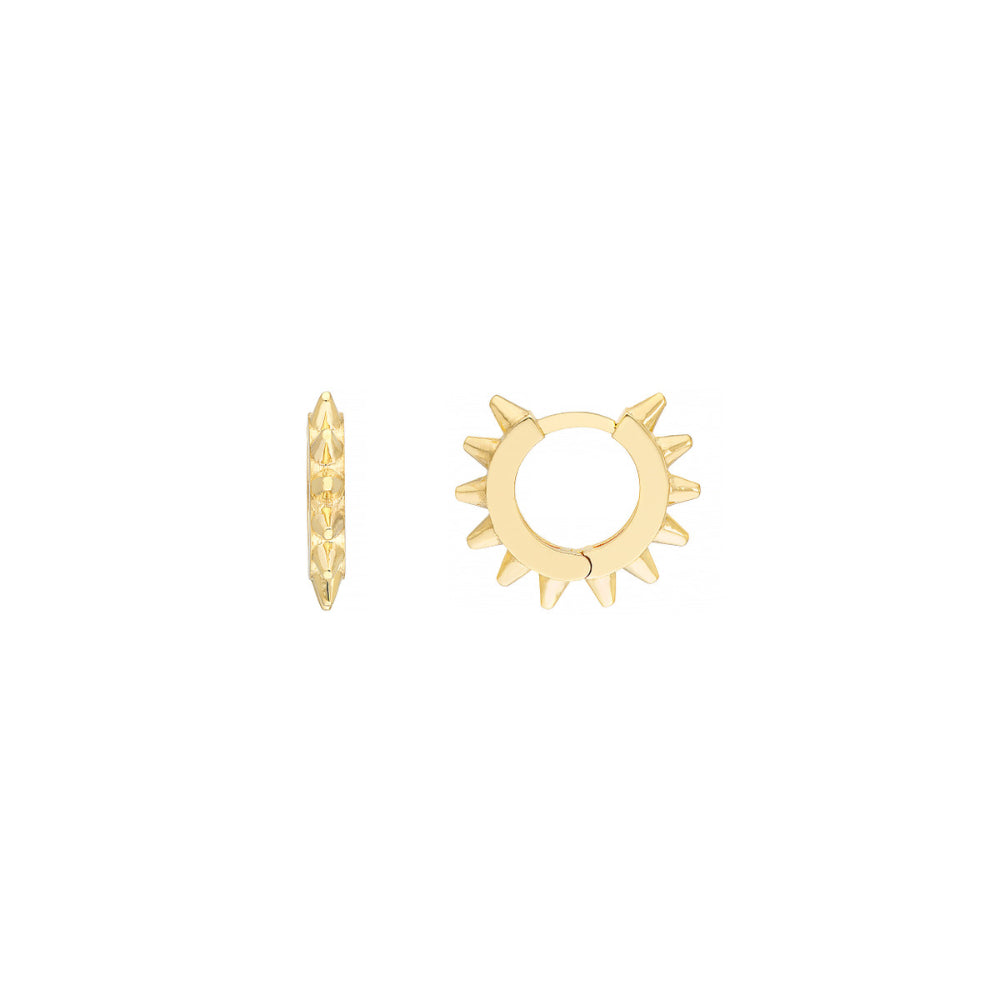 14k Gold Spike Hoop Earrings