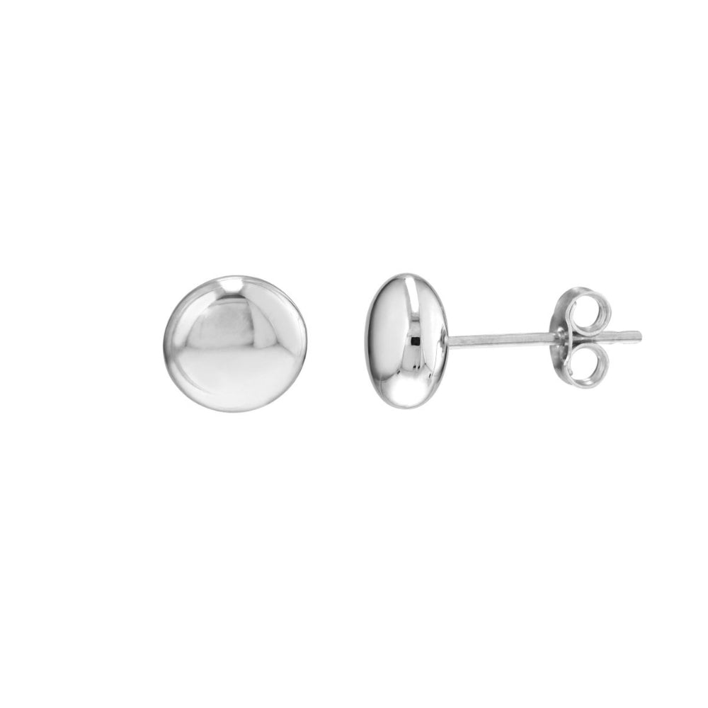 14k Flat Round Pebble Stud Earrings 7mm