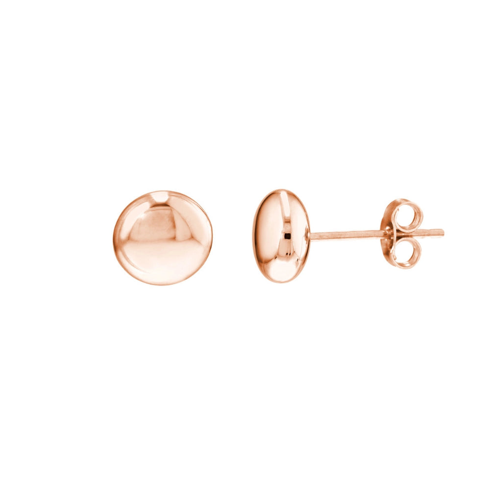 14k Flat Round Pebble Stud Earrings 7mm