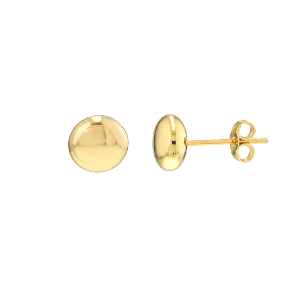 14k Flat Round Pebble Stud Earrings 7mm