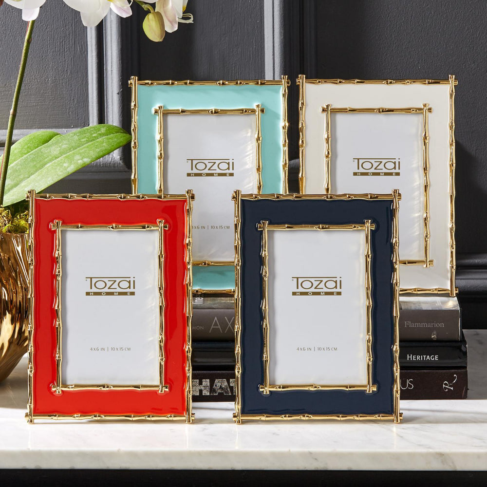 Two's Company Brynn Gold Bamboo Border Photo Frame - 4x6