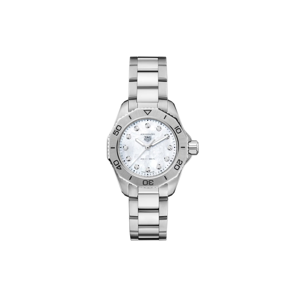 Tag Heuer Ladies Aquaracer 30mm with Diamond Markers - Steel/White