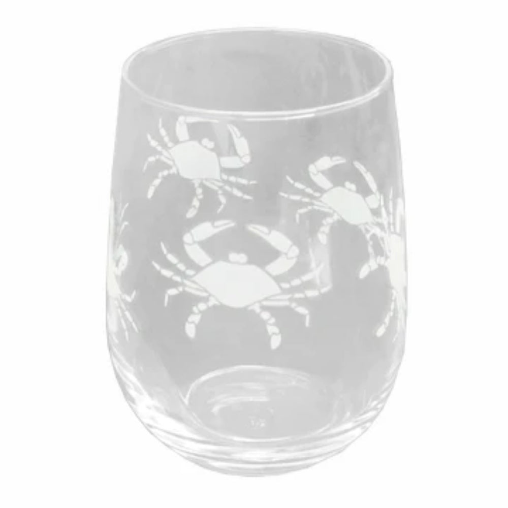 Blue Crab Life Stemless Wine Glass