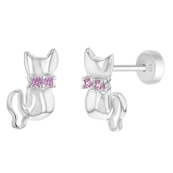 925 Sterling Silver Small Animal Zircon Cat Shape Earrings - China Silver  Earring and Cat Earring price | Made-in-China.com