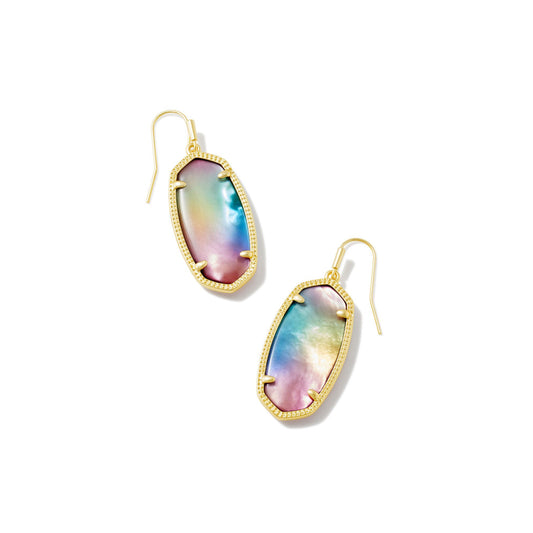 Kendra Scott Elle Gold Drop Earrings in Yellow Watercolor Illusion