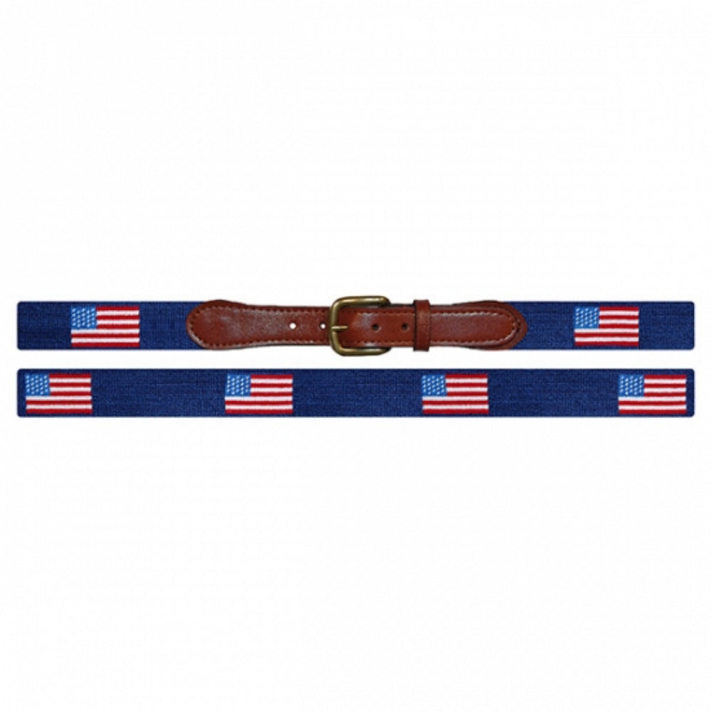 Smathers & Branson American Flag Needlepoint Belt - Navy