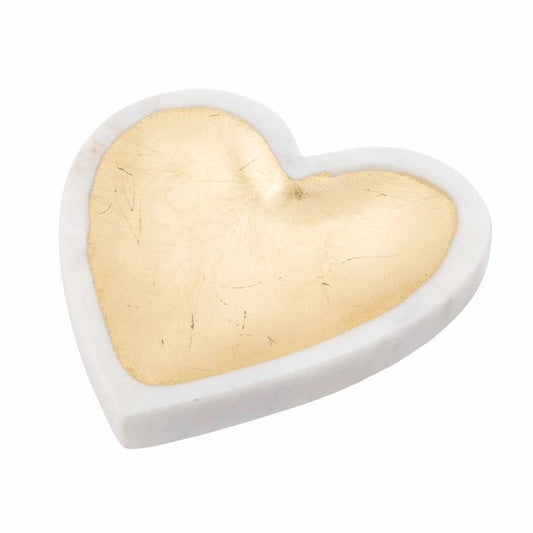 Mud Pie White Marble Foil Heart Tray