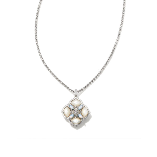 Kendra Scott Dira Stone Rhodium Short Pendant Necklace in Ivory