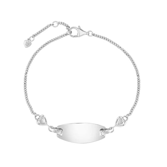 Children's Sterling Silver Heart Tag Identification Bracelet