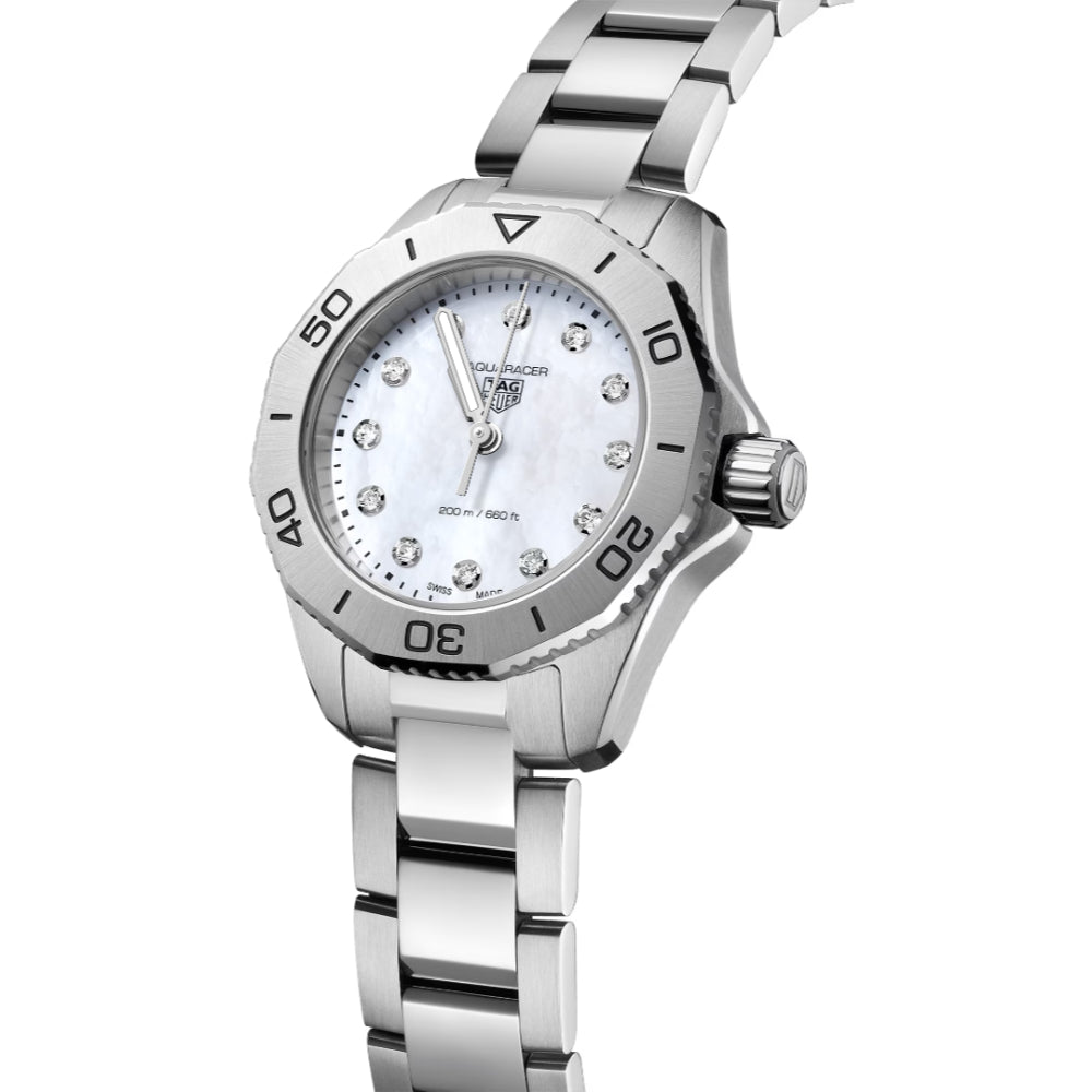 Tag Heuer Ladies Aquaracer 30mm with Diamond Markers - Steel/White