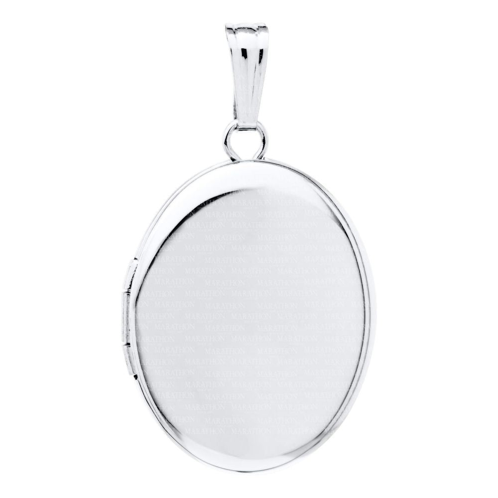 Sterling Silver Plain Oval Locket Necklace