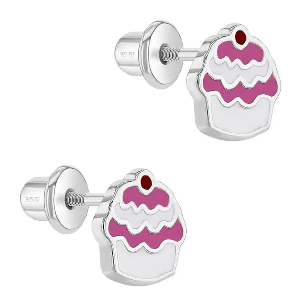 Children s Sterling Silver Enamel Cupcake Stud Earrings Smyth Jewelers