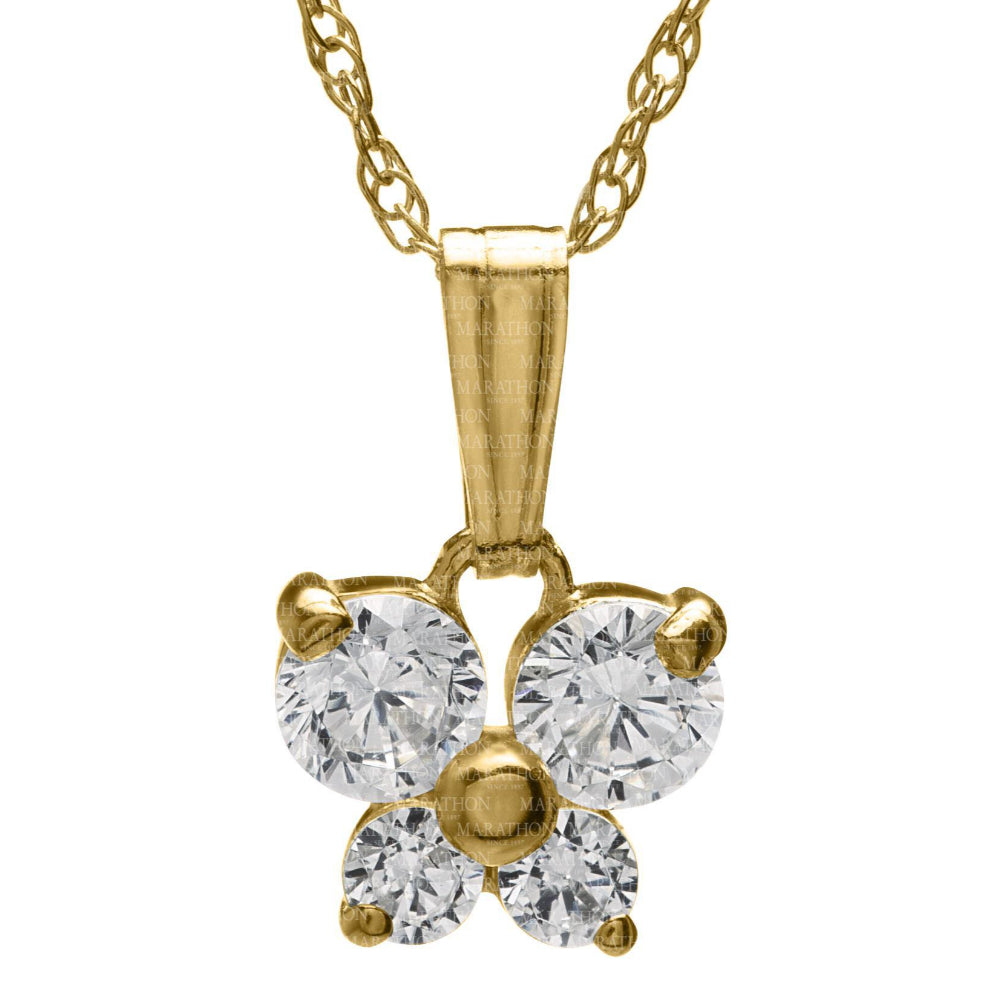 14k Yellow Gold Butterfly Pendant with CZ