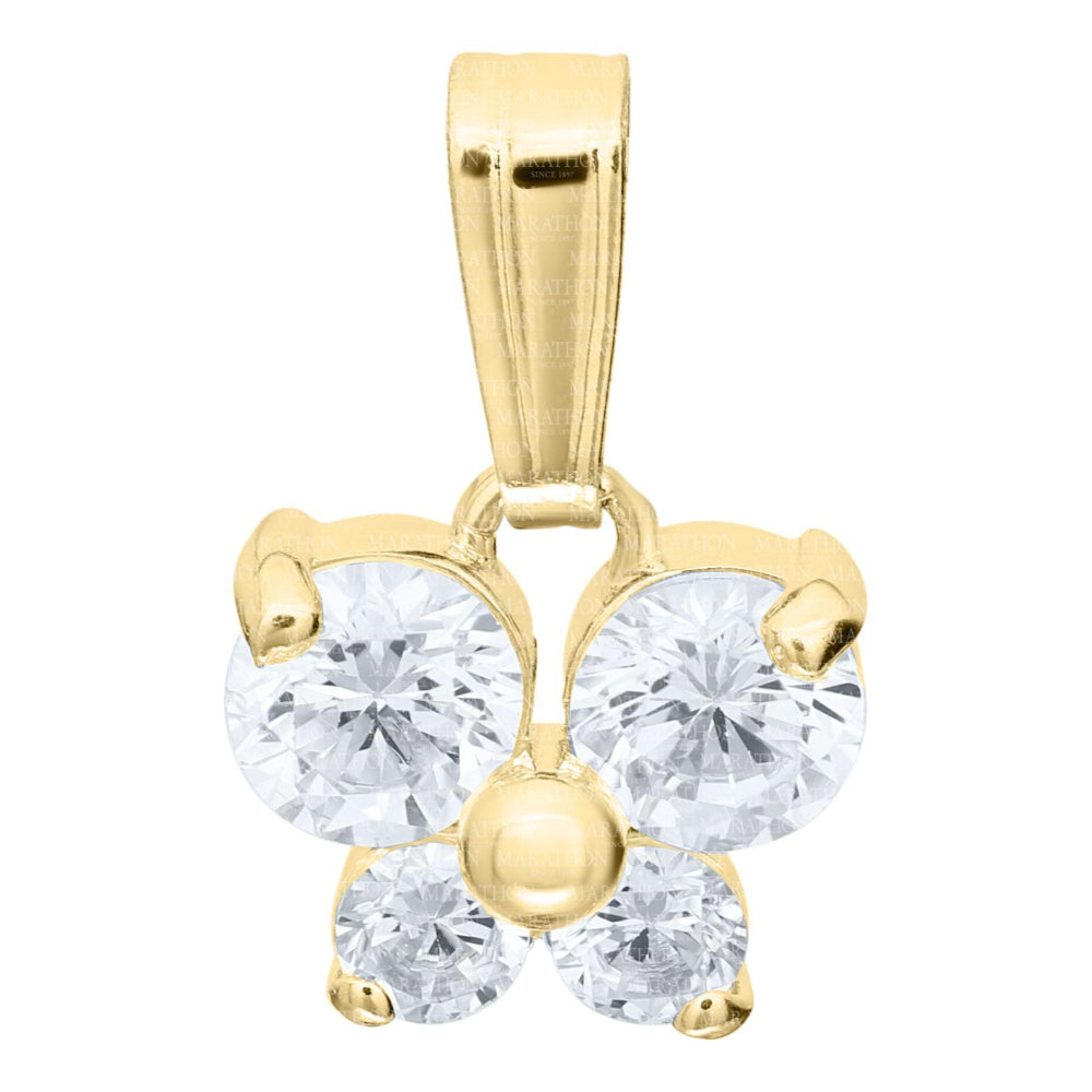 14k Yellow Gold Butterfly Pendant with CZ