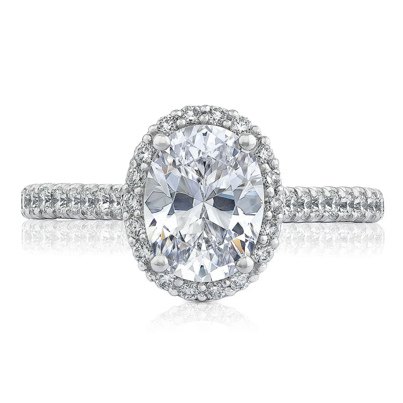 Tacori Petite Crescent 18KW Oval Bloom Engagement Ring