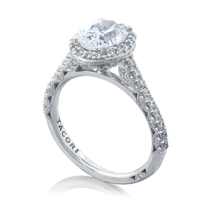 Tacori Petite Crescent 18KW Oval Bloom Engagement Ring