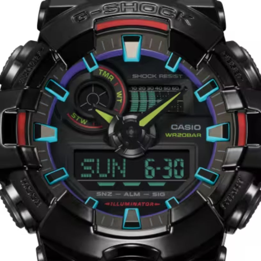 G-Shock Analog Digital GA-700 Series - Black with Multi-Color Accents