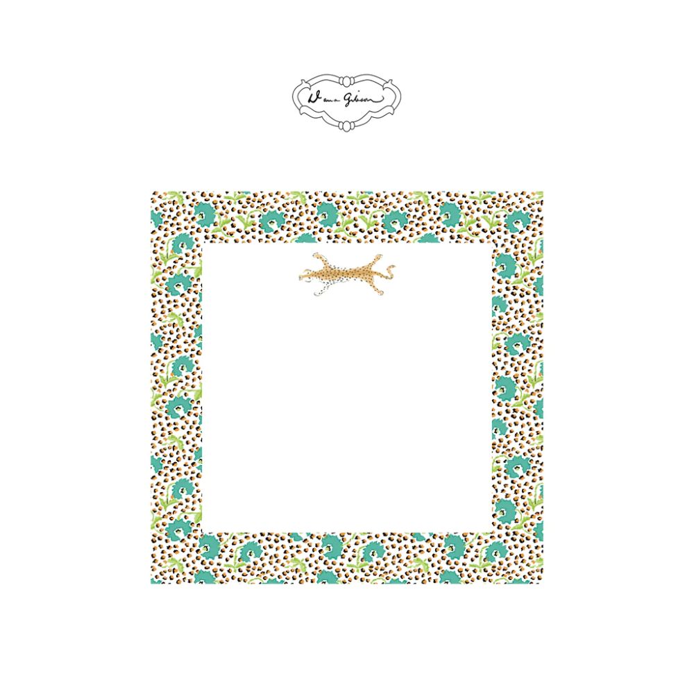 Dana Gibson Jaipur Leopard Notepad-Turquoise