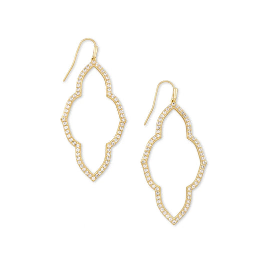 Kendra Scott Abbie Open Frame Earrings in White Crystal