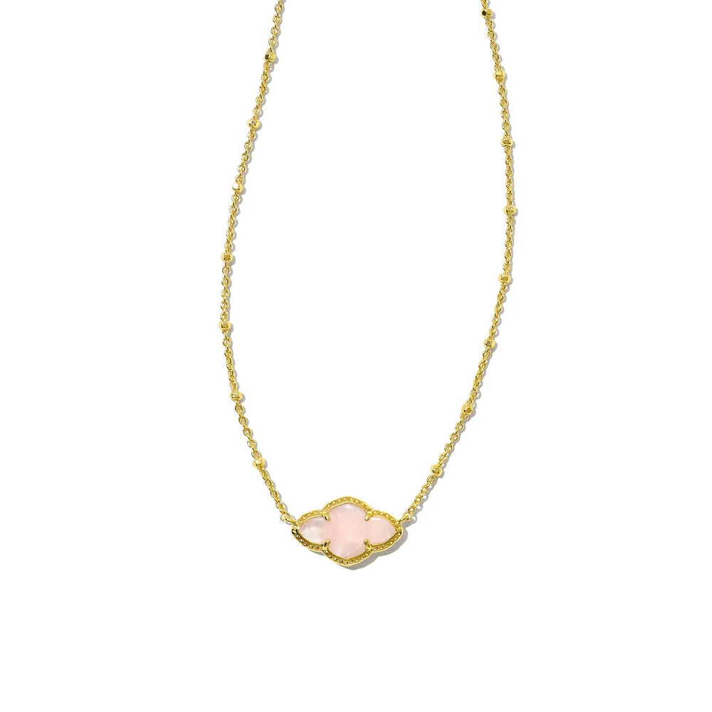 Kendra Scott Abbie Gold Pendant Necklace in Rose Quartz