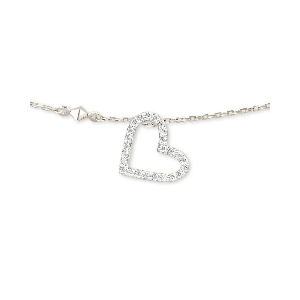 Heart 14k White Gold Pendant Necklace in White Diamonds