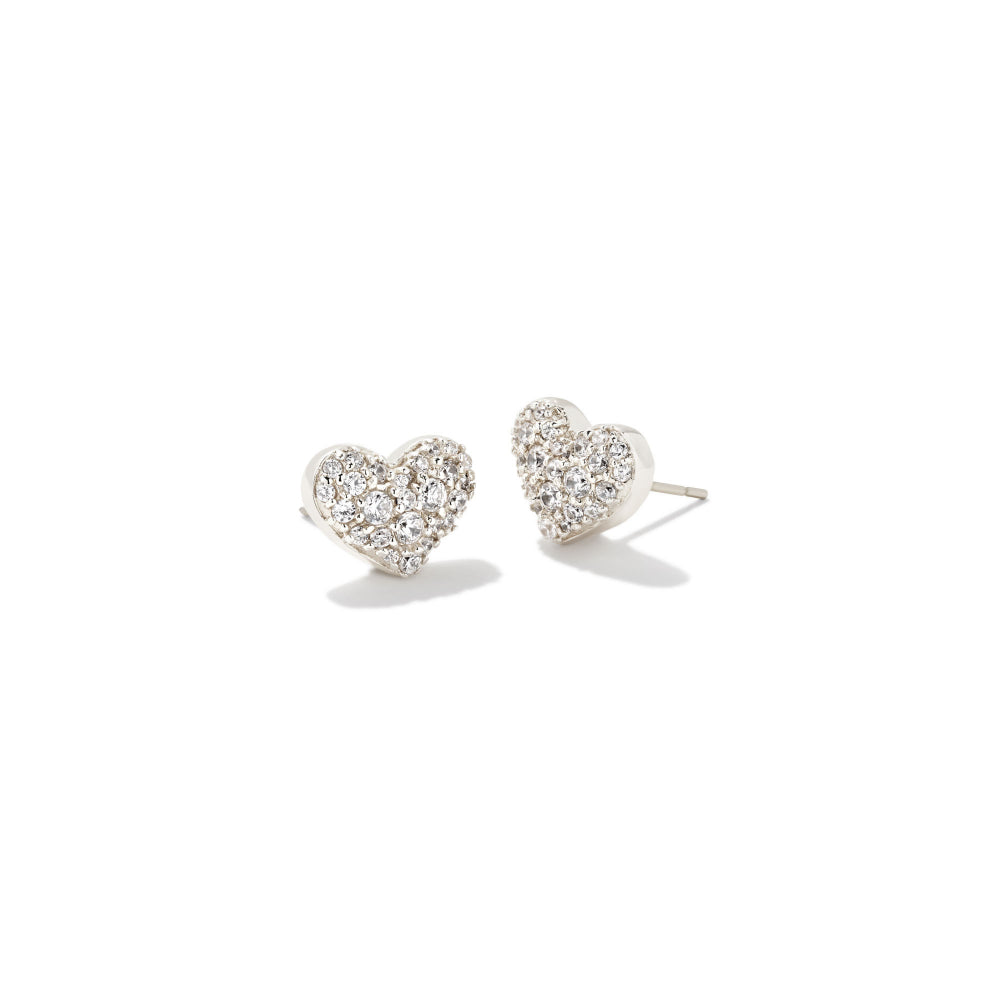 Kendra Scott Ari Pave Crystal Heart Earrings in White Cubic Zirconia